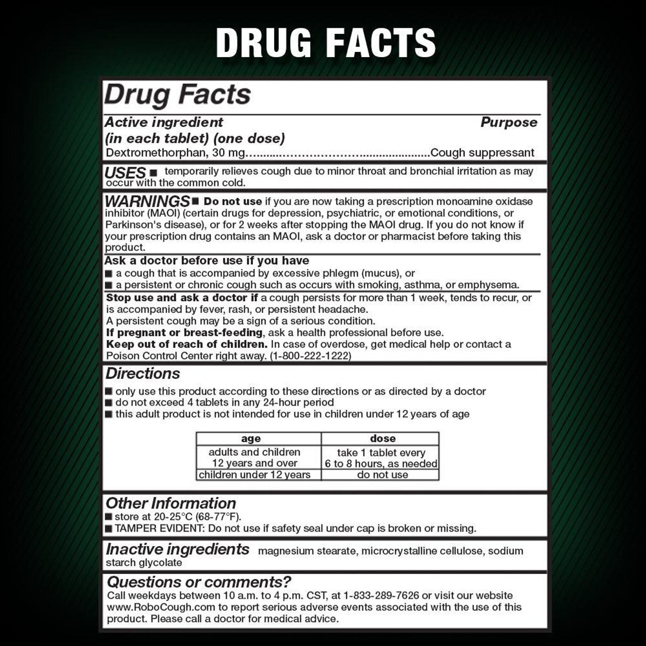 RoboTablets Cough Suppressant 100 Doses 30mg 3PACK